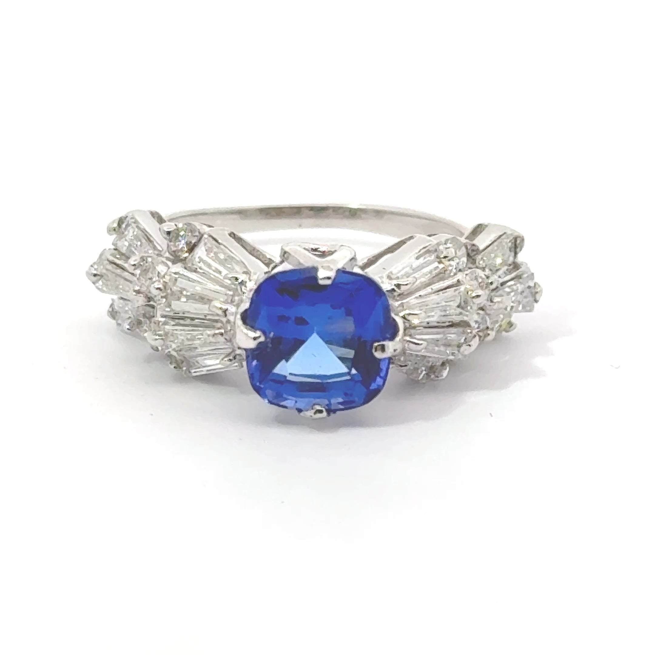 4K Antique Diamond and Tanzanite Ring