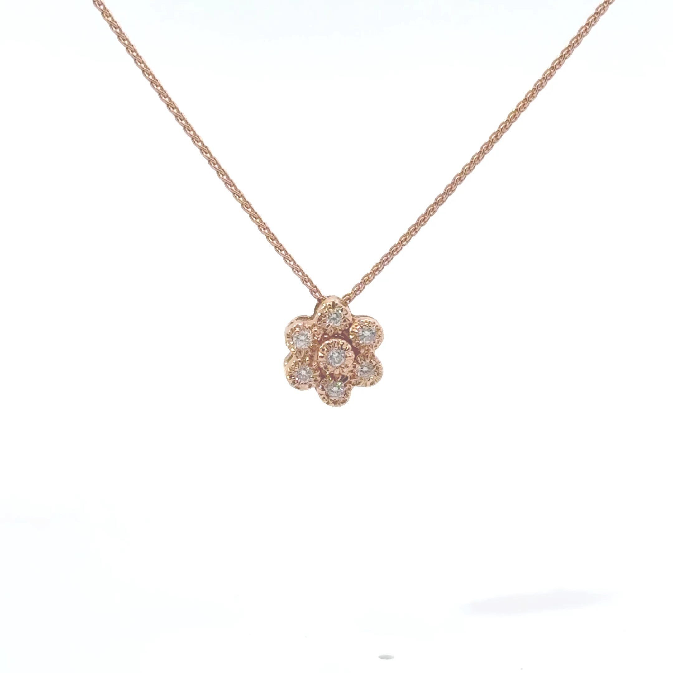 14K Rose Gold Diamond Snowflake Pendant