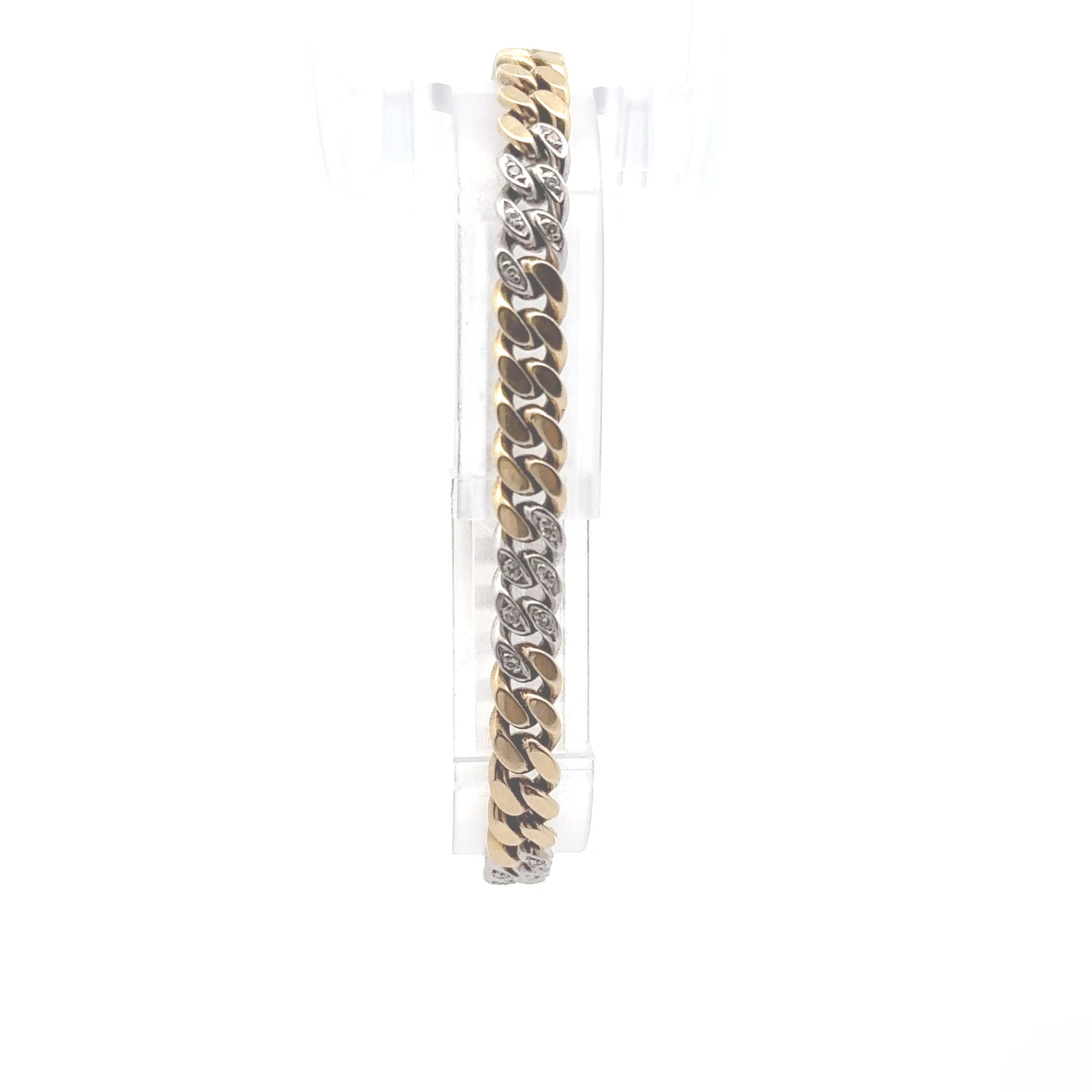 14K Two-Tone Cuban Link Diamond Bracelet