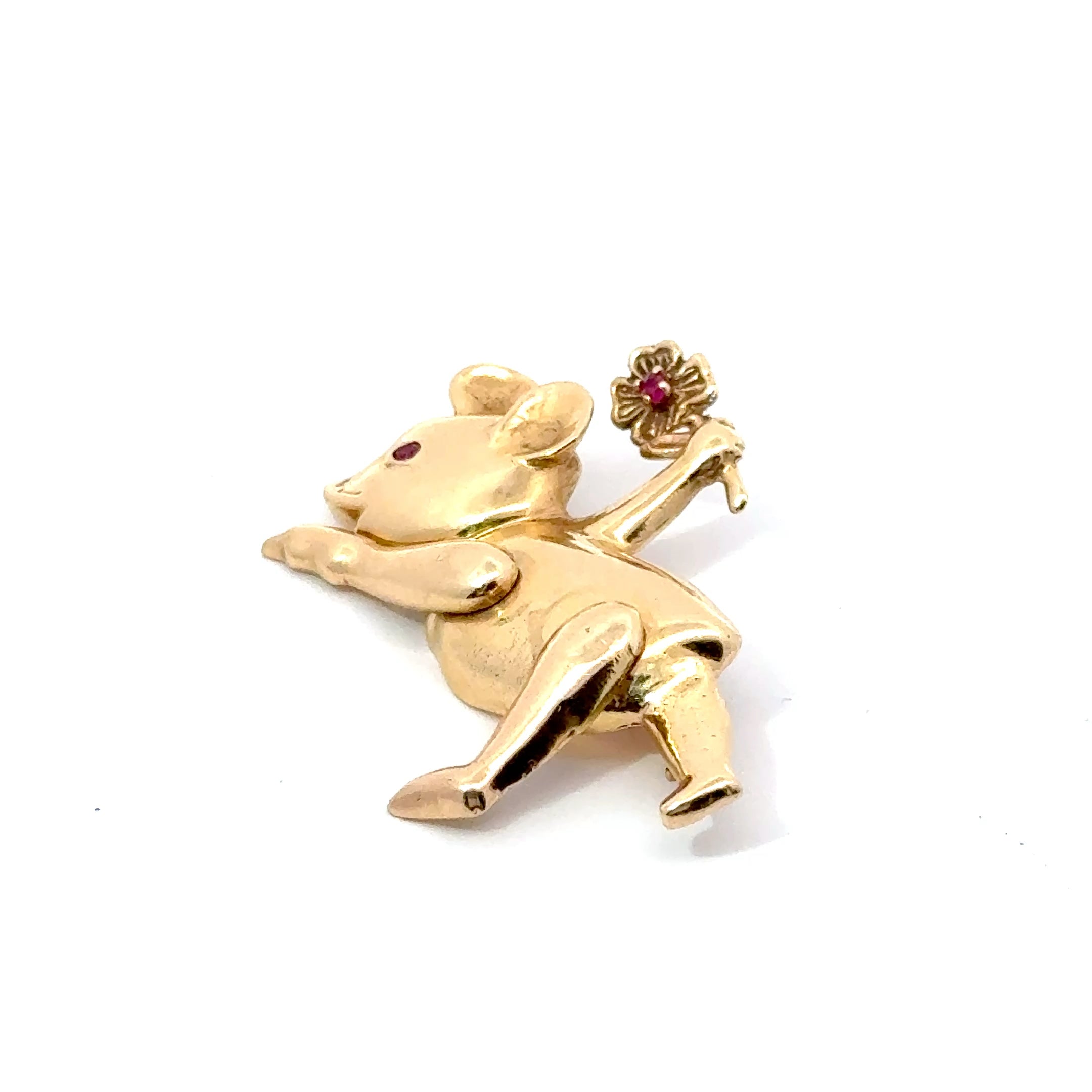 14K Gold Articulating Bear Pin