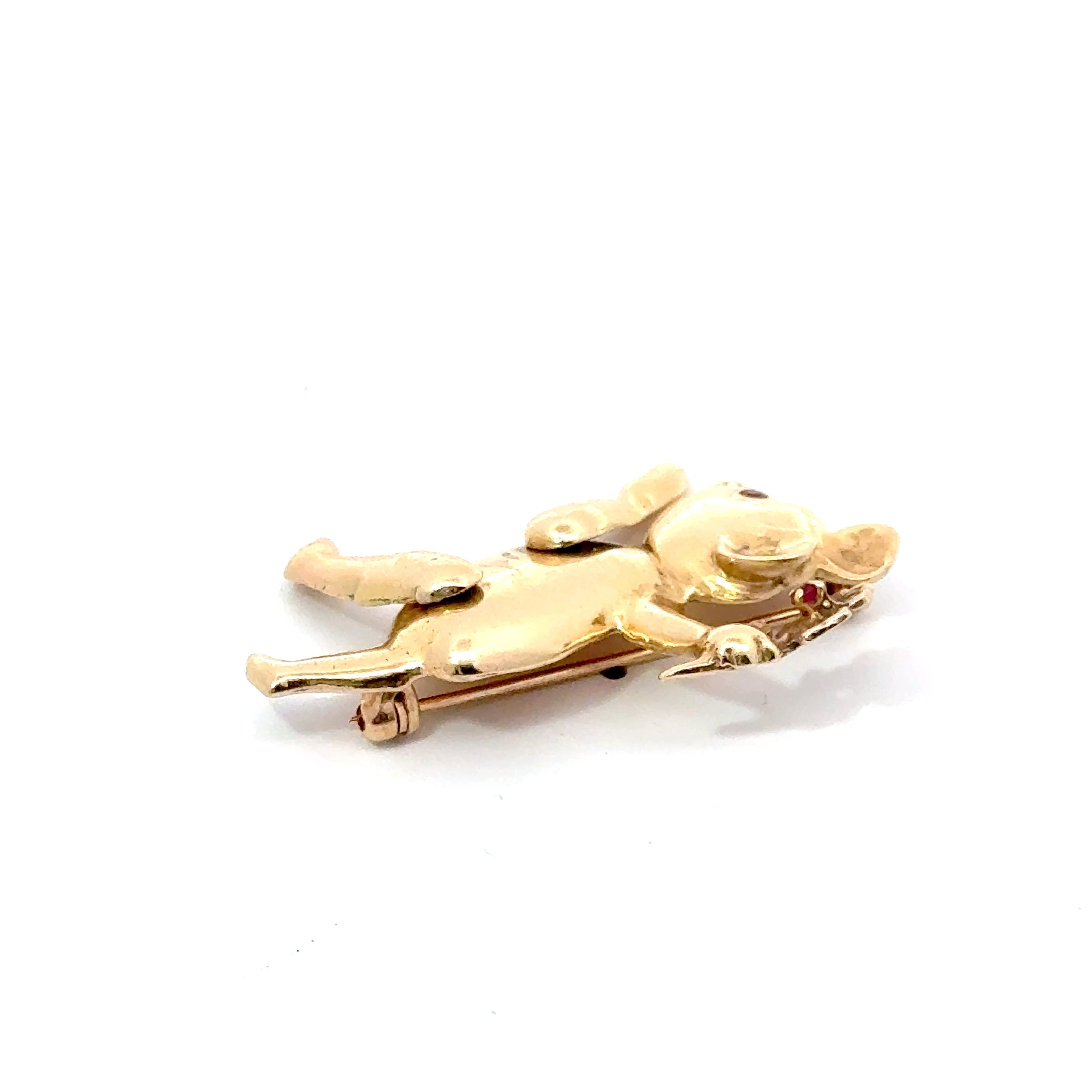 14K Gold Articulating Bear Pin