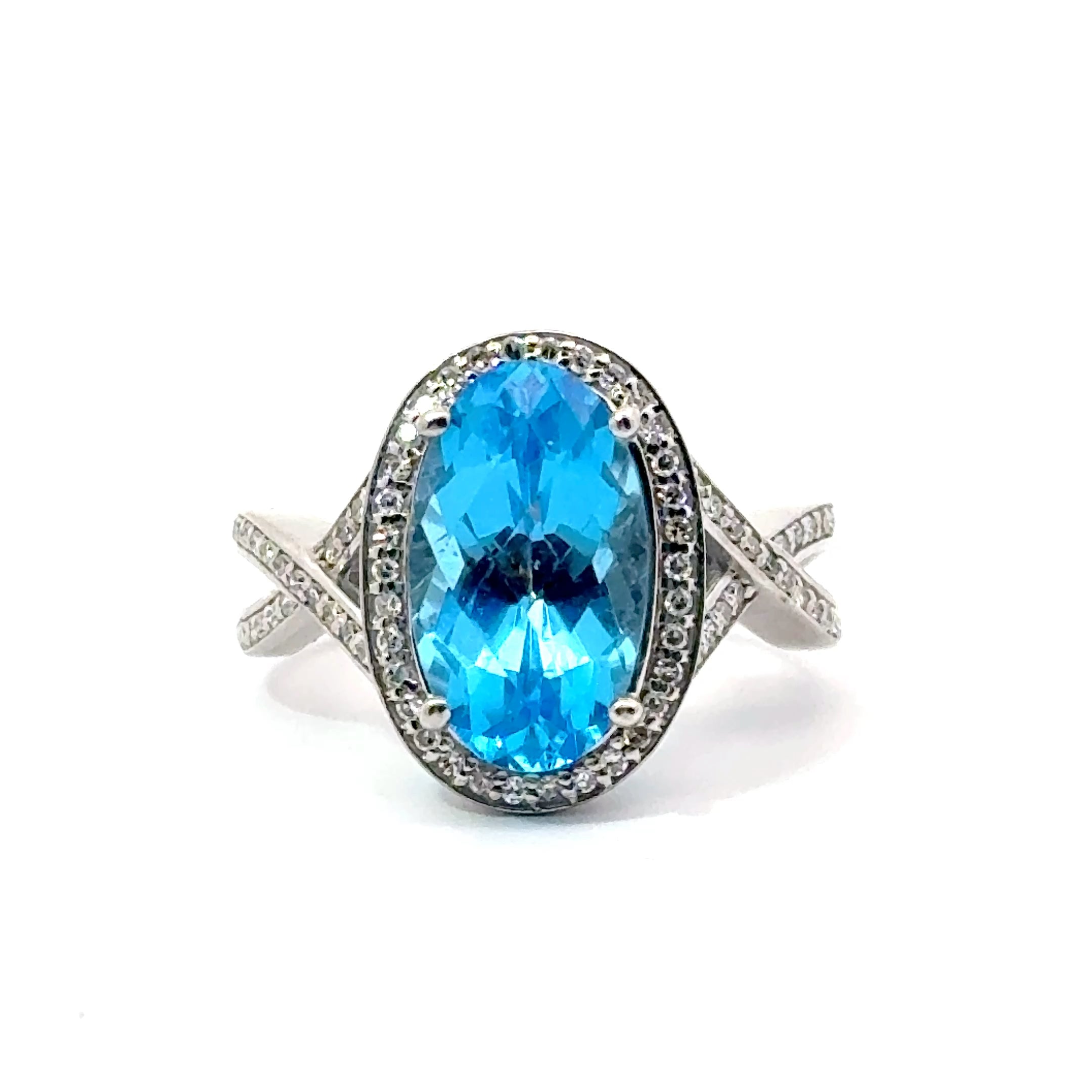 Effy 14K Ocean Blue Topaz and Diamond Ring